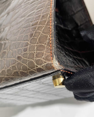 Hermes Vintage Tricolor Crocodile Kelly 28 GHW - 17