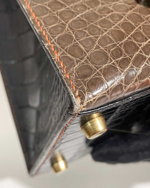 Hermes Vintage Tricolor Crocodile Kelly 28 GHW - 18