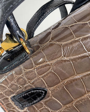 Hermes Vintage Tricolor Crocodile Kelly 28 GHW - 20