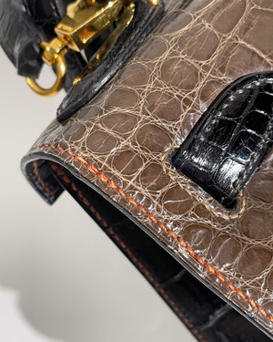 Hermes Vintage Tricolor Crocodile Kelly 28 GHW - 21