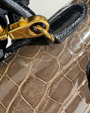 Hermes Vintage Tricolor Crocodile Kelly 28 GHW - 22