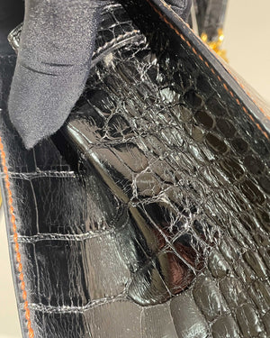Hermes Vintage Tricolor Crocodile Kelly 28 GHW - 24