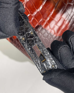 Hermes Vintage Tricolor Crocodile Kelly 28 GHW - 26