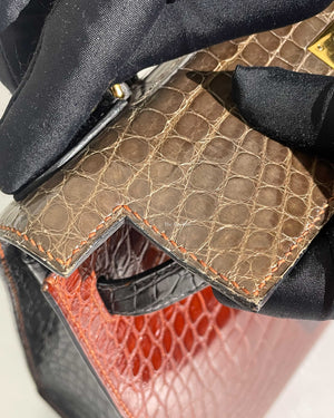 Hermes Vintage Tricolor Crocodile Kelly 28 GHW - 28
