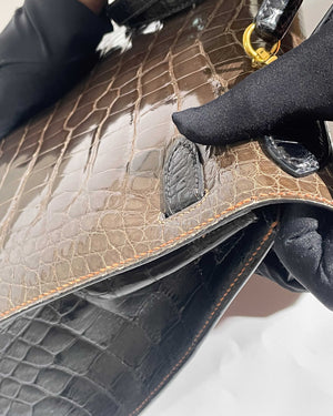 Hermes Vintage Tricolor Crocodile Kelly 28 GHW - 29