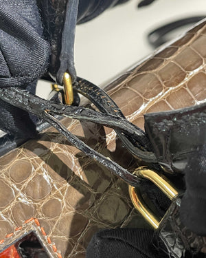 Hermes Vintage Tricolor Crocodile Kelly 28 GHW - 33