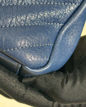 Saint Laurent Navy Blue Leather Chevron Medium College Bag-15