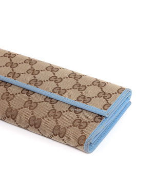 Gucci Light Blue GG Supreme Canvas Long Wallet