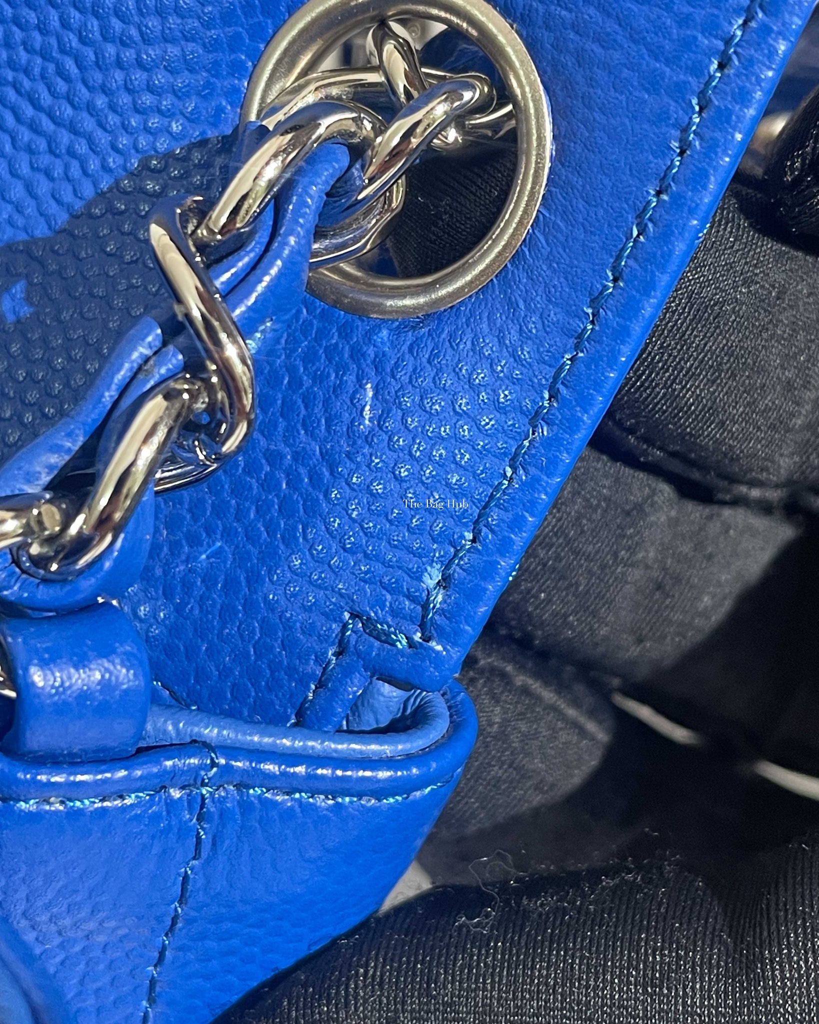 Chanel Royal Blue Caviar Chevron Mini Square Slingbag SHW - 13