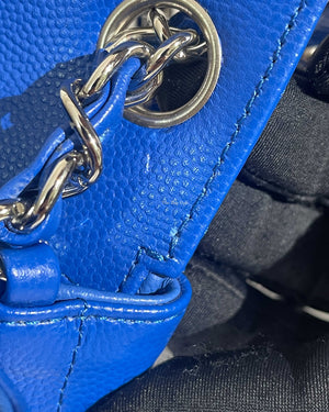 Chanel Royal Blue Caviar Chevron Mini Square Slingbag SHW - 13