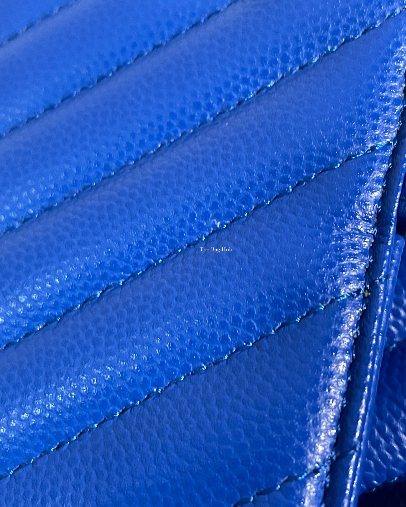 Chanel Royal Blue Caviar Chevron Mini Square Slingbag SHW - 14