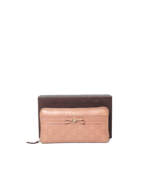 Gucci Blush Bow Gucci Shima Zip Around Long Wallet-12