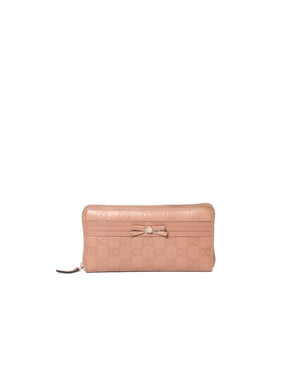 Gucci Blush Bow Gucci Shima Zip Around Long Wallet-2