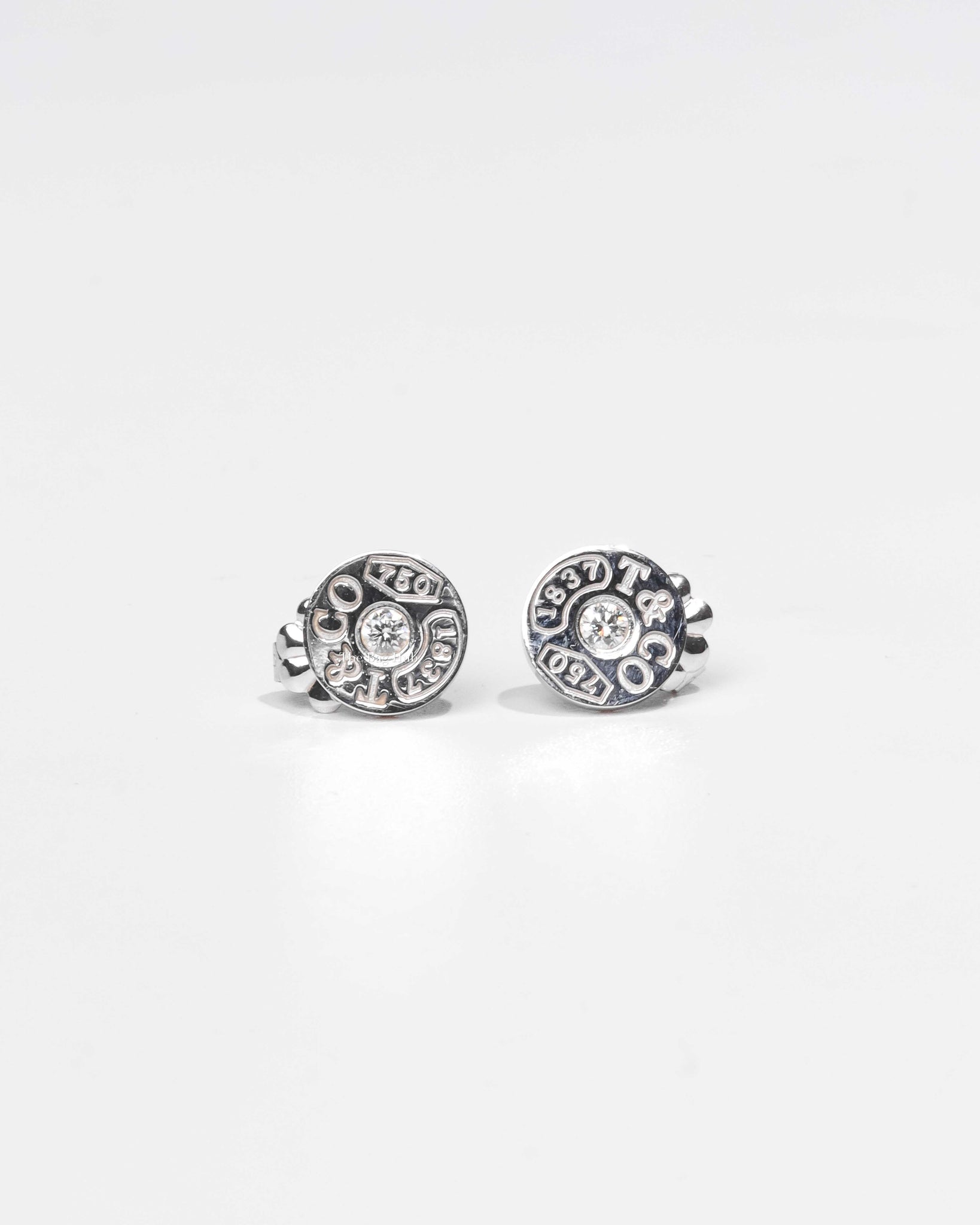 Tiffany & Co. White Gold 1837 Circle Earrings