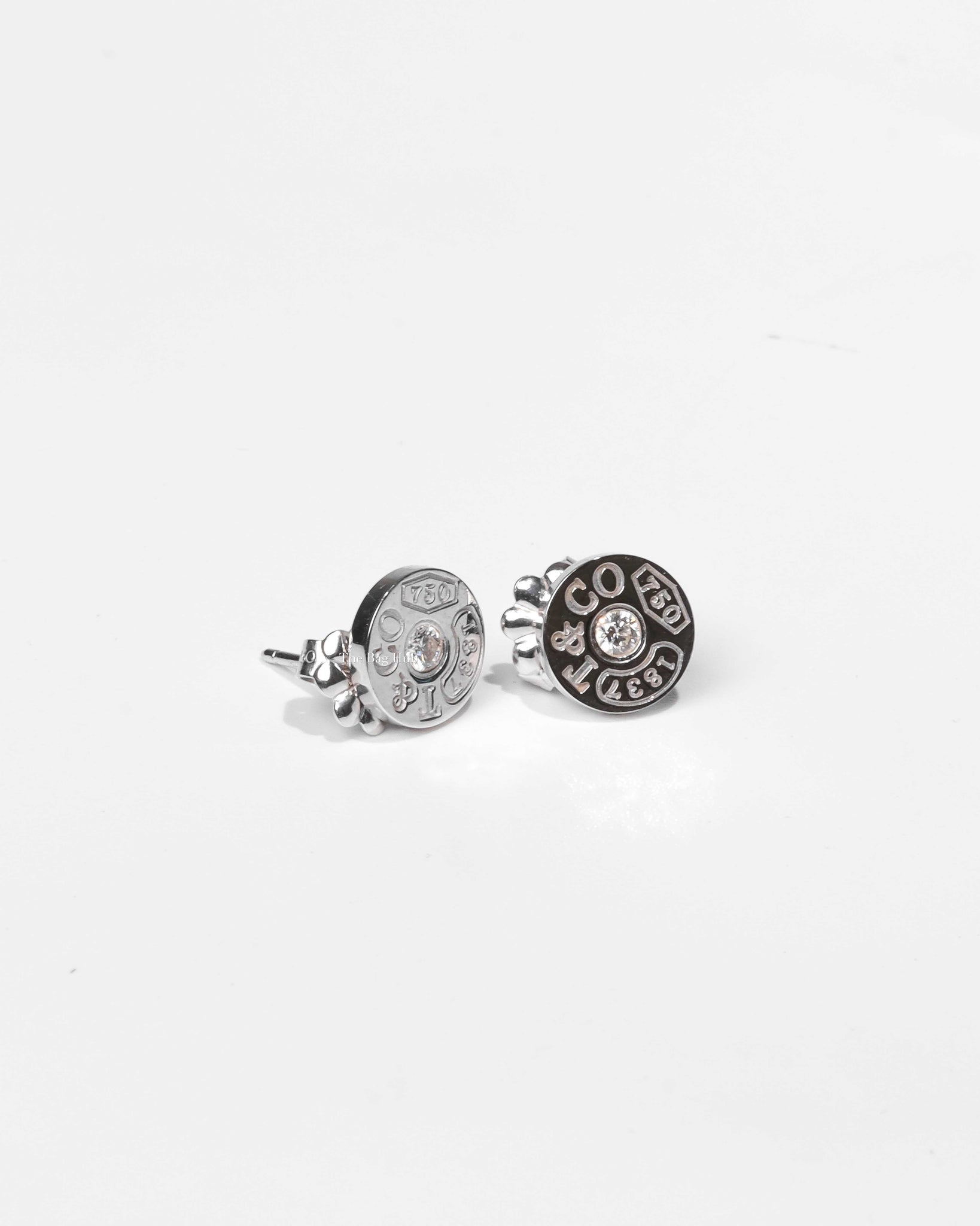 Tiffany & Co. White Gold 1837 Circle Earrings