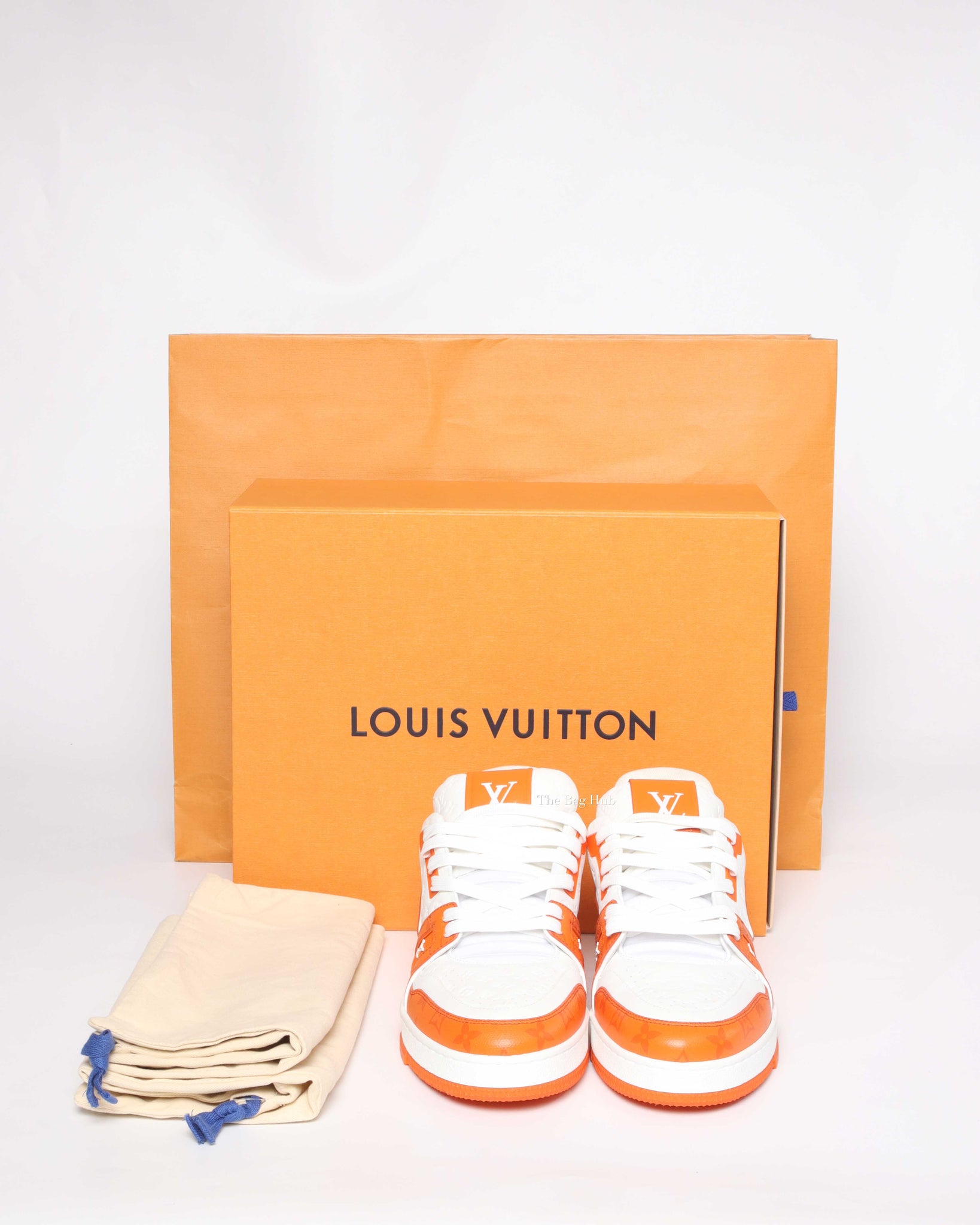 Louis Vuitton Orange Monogram/Calfskin Embosssed Leather Trainer