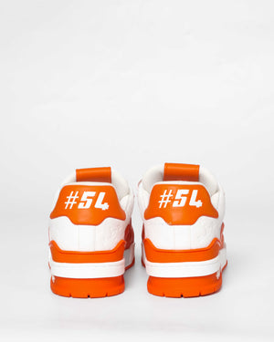 Louis Vuitton Orange Monogram/Calfskin Embosssed Leather Trainer Sneakers Size 8-6