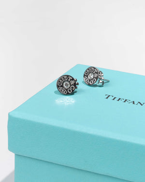 Tiffany & Co. White Gold 1837 Circle Earrings