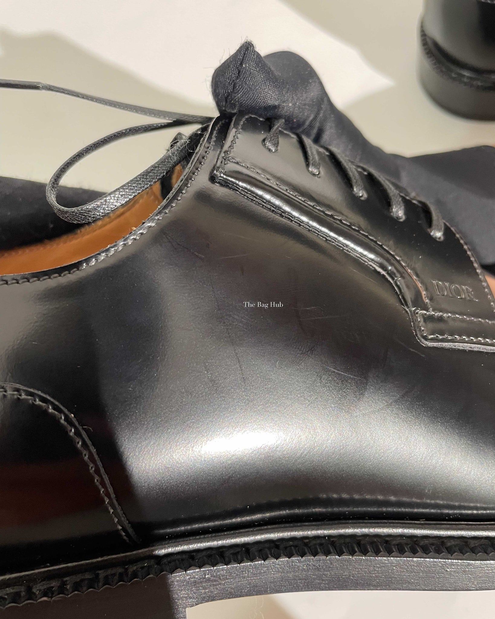 Dior Noir Leather Evidence Derby Men's Shoes Size 40 - 10