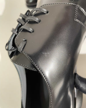 Dior Noir Leather Derby Lace Up Women's Shoes Size 39 - 13