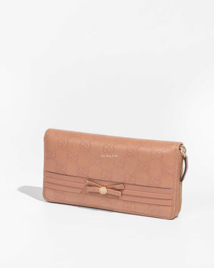 Gucci Blush Bow Gucci Shima Zip Around Long Wallet-1