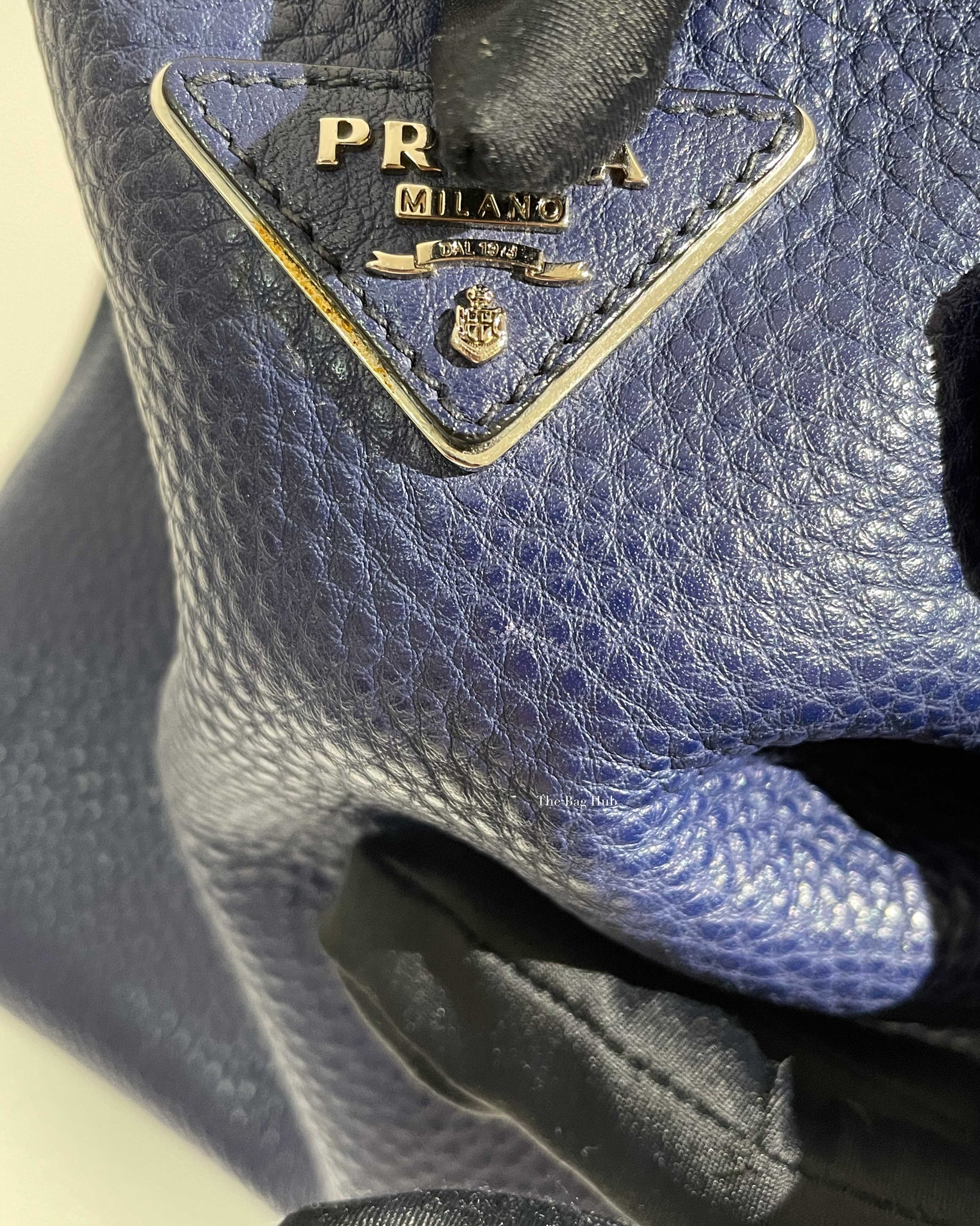 Prada Blue Rolled Vitello Daino Hobo Bag-14