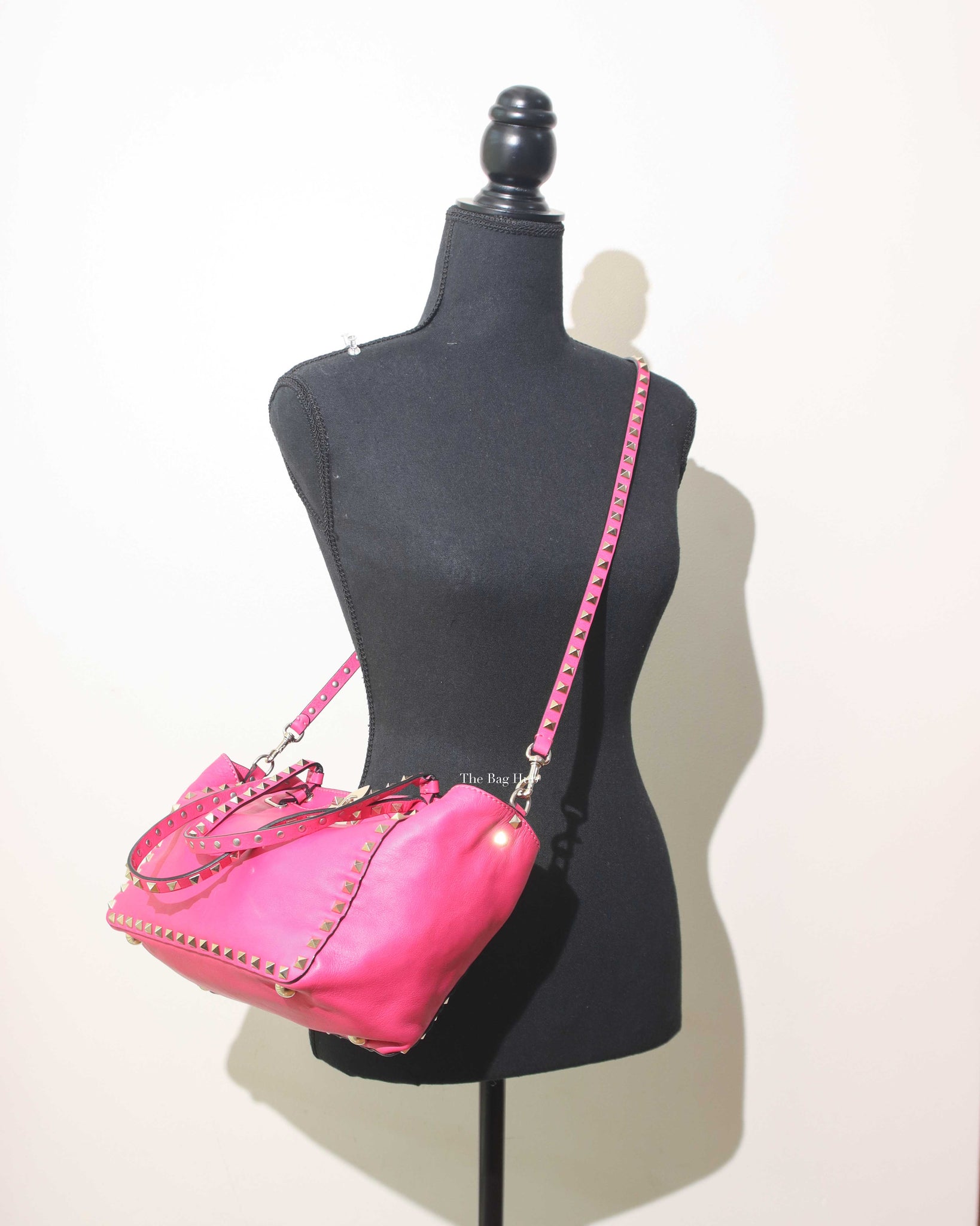 Valentino Hot Pink Leather Rockstud Small Trapeze Bag-12