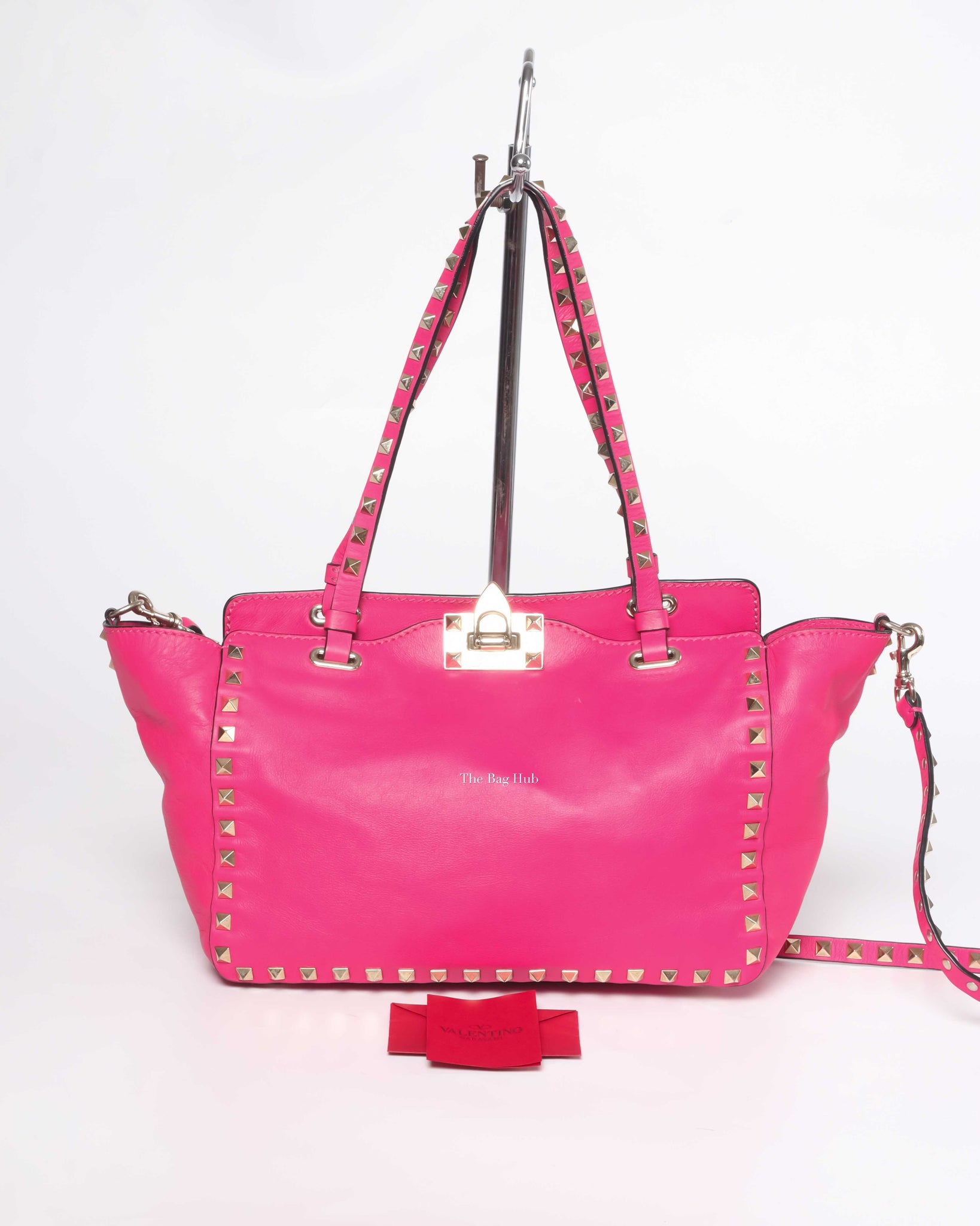 Valentino Hot Pink Leather Rockstud Small Trapeze Bag-13