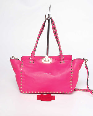Valentino Hot Pink Leather Rockstud Small Trapeze Bag-13
