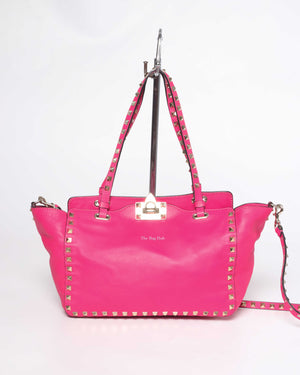 Valentino Hot Pink Leather Rockstud Small Trapeze Bag-2