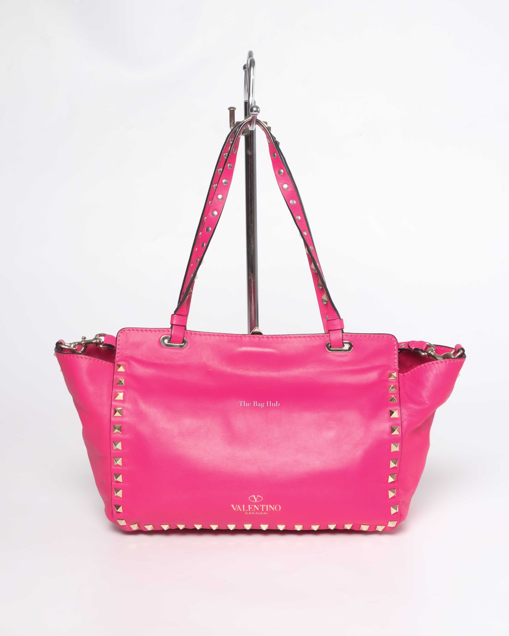 Valentino Hot Pink Leather Rockstud Small Trapeze Bag-3