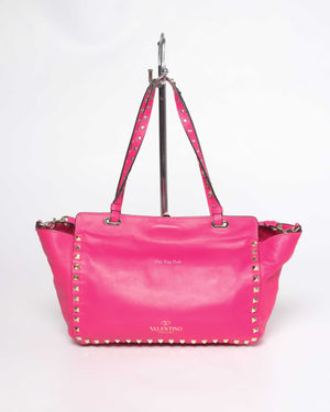 Valentino Hot Pink Leather Rockstud Small Trapeze Bag-3