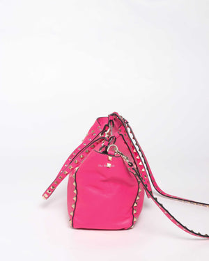 Valentino Hot Pink Leather Rockstud Small Trapeze Bag-5