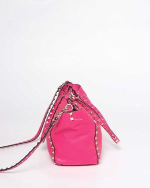 Valentino Hot Pink Leather Rockstud Small Trapeze Bag-4
