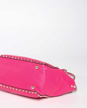 Valentino Hot Pink Leather Rockstud Small Trapeze Bag-8