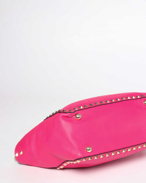 Valentino Hot Pink Leather Rockstud Small Trapeze Bag-9