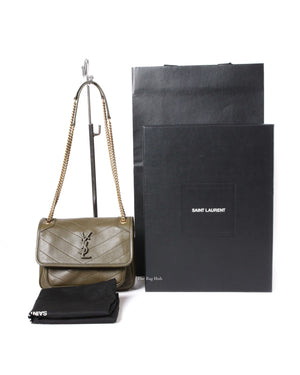 Saint Laurent Dark Green Niki Baby Chain Bag