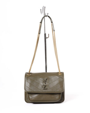 Saint Laurent Dark Green Niki Baby Chain Bag