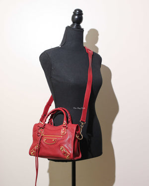 Balenciaga Red Classic Metallic Edge Mini City Bag