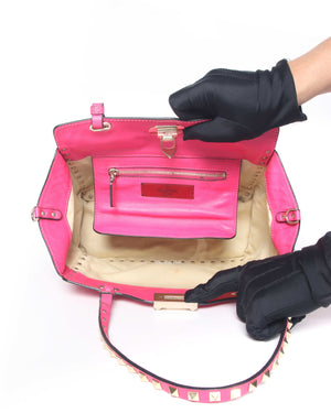 Valentino Hot Pink Leather Rockstud Small Trapeze Bag-11