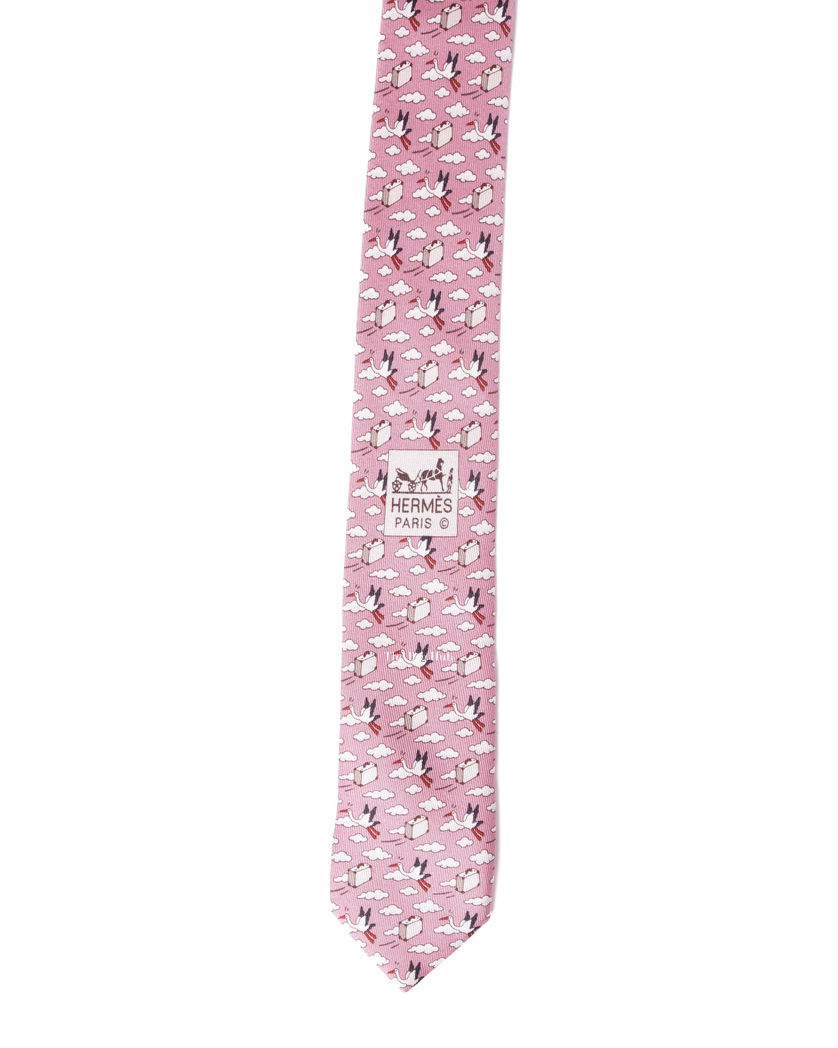 Hermes Pink Silk Tie