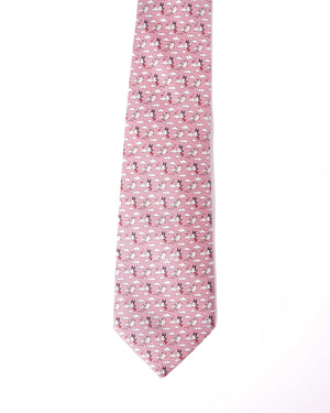 Hermes Pink Silk Tie