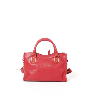 Balenciaga Red Classic Metallic Edge Mini City Bag