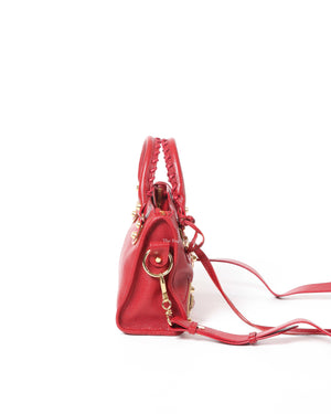 Balenciaga Red Classic Metallic Edge Mini City Bag