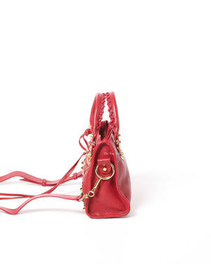 Balenciaga Red Classic Metallic Edge Mini City Bag, Designer Brand, Authentic Balenciaga