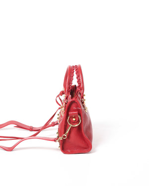 Balenciaga Red Classic Metallic Edge Mini City Bag