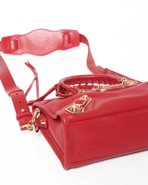 Balenciaga Red Classic Metallic Edge Mini City Bag