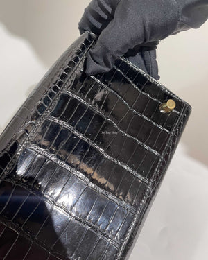 Hermes Black Crocodile Kelly 32 Bag