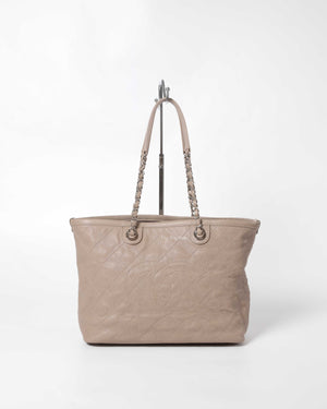 Chanel Caviar Beige Matelasse Wild Stitch Chain Tote Bag