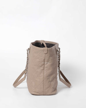 Chanel Caviar Beige Matelasse Wild Stitch Chain Tote Bag